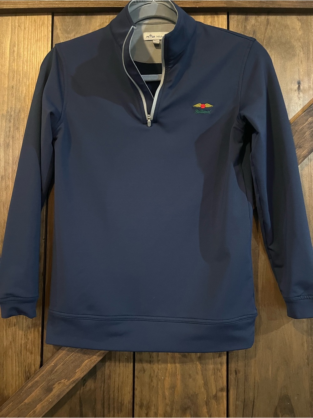 Peter Millar Boys Medium Quarter-Zip Pullover | Navy | Baltusrol Golf Club Logo